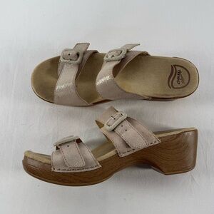 Dansko Sophie Strappy Leather Platform Sandals in Glitter Tan Size 10.5 or‎ 11
